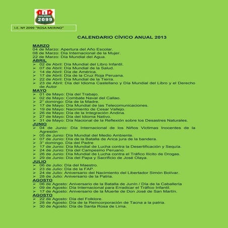 Calendario cívico anual 2013