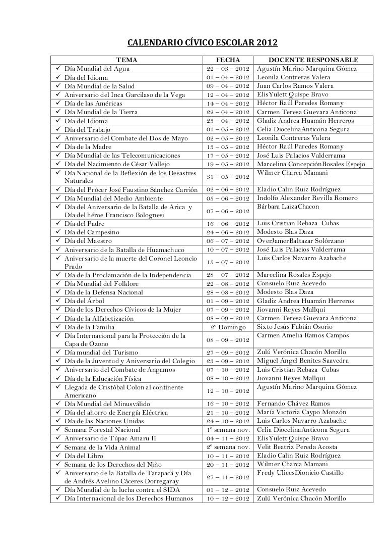 Calendario cívico escolar