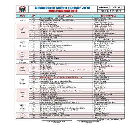 Calendario c+ìvico escolar 2015