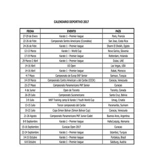 Calendario Deportivo PKF 2017