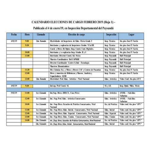 1-Calendario elecciones de cargo febrero 2019