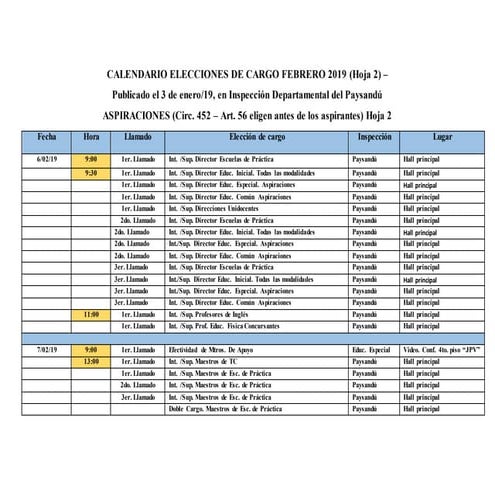 2-Calendario elecciones de cargo febrero 2019 hoja 2