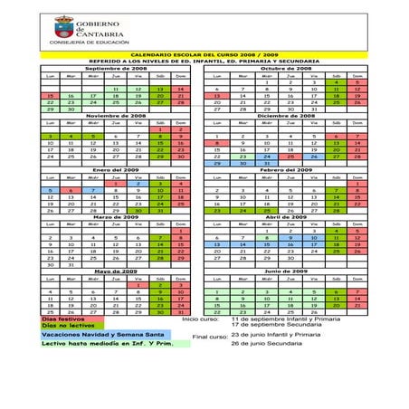 Calendario Escolar 2008-2009