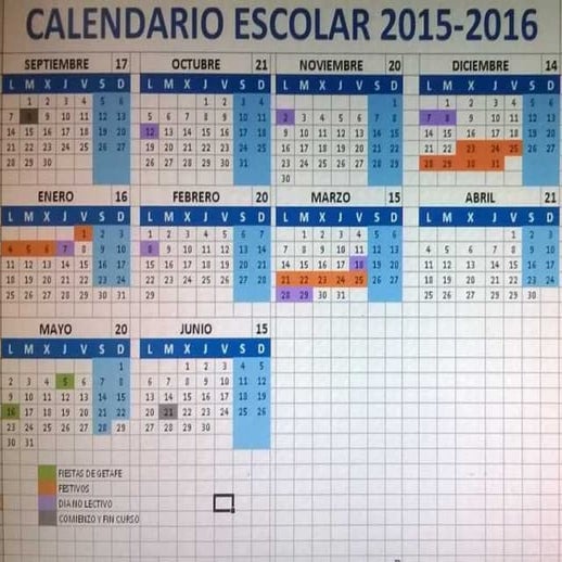CALENDARIO ESCOLAR 2015/16