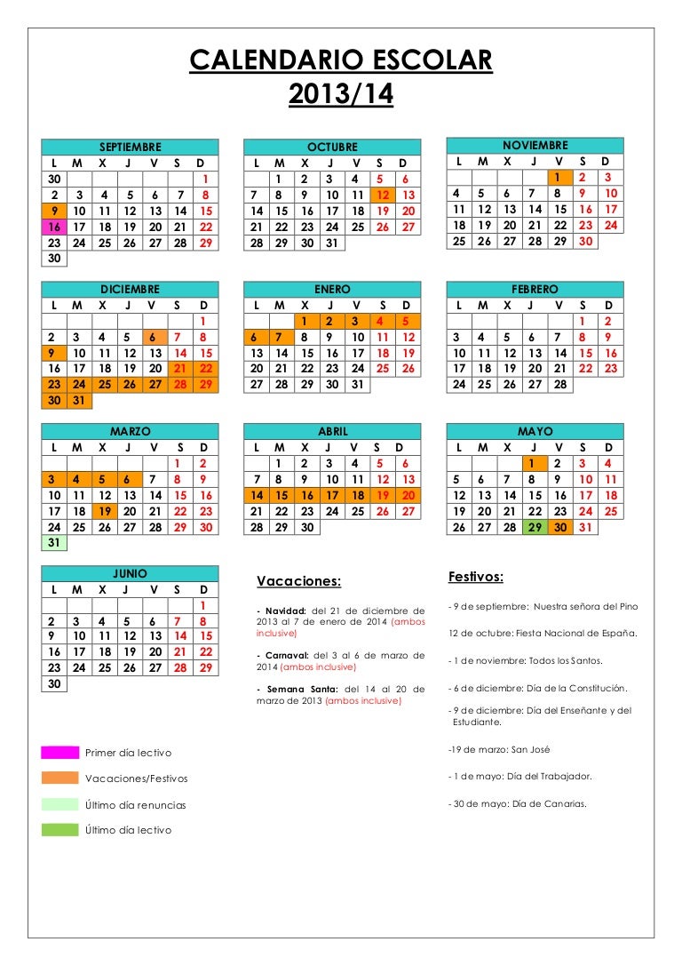 Calendario Escolar 2013 14