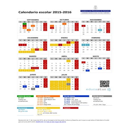 Calendario escolar 2015 2016