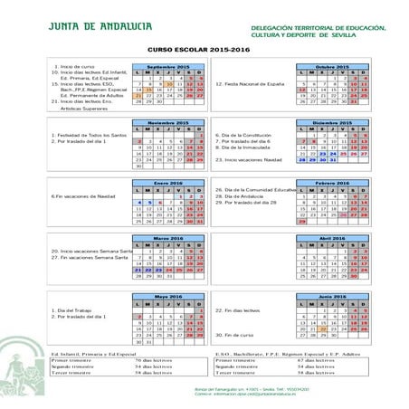 Calendario escolar anual 15 16 y mensuales