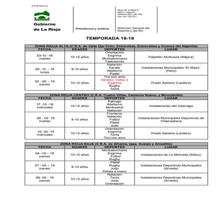 Calendario general intercras 18 19