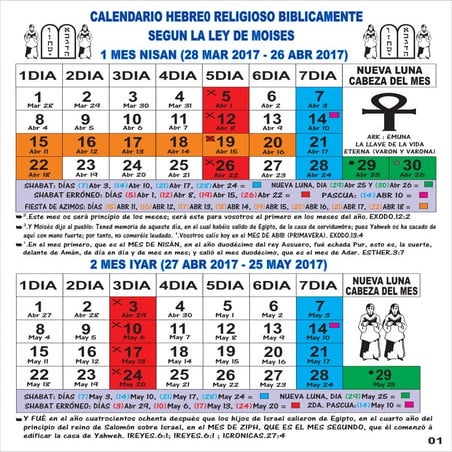 Calendario hebreo religioso 2017