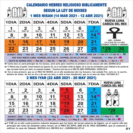 Calendario hebreo religioso 2021
