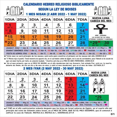 Calendario hebreo religioso 2022