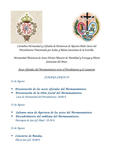 Calendario hermanamiento