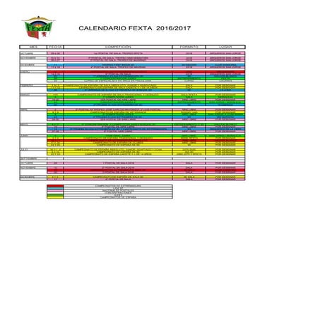Calendario oficial fexta 2017  aprobado en asamblea del 22 10-2016