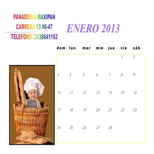 Calendario panaderia
