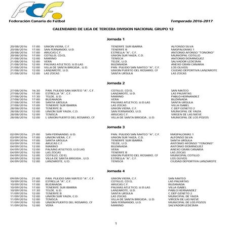 Calendario tercera division 1617