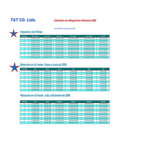 Calendario Tributario Bogota 2009