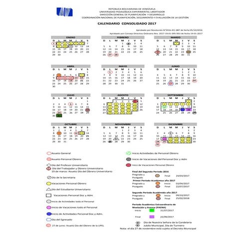 Calendario upel iprem 2017
