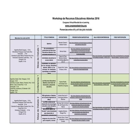 Calendario WREA 2016