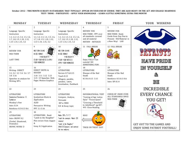 Calendar october 2012 | PPT