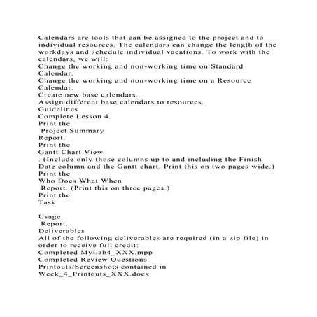Calendars are tools that can be assigned to the project and to indiv.docx