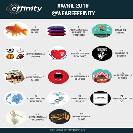 Calendrier Effinity Avril