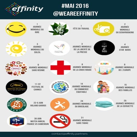 Calendrier Effinity Mai