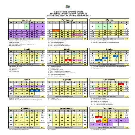 Calendário 2014   ensino regular