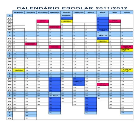 Calendário escolar 2011_2012