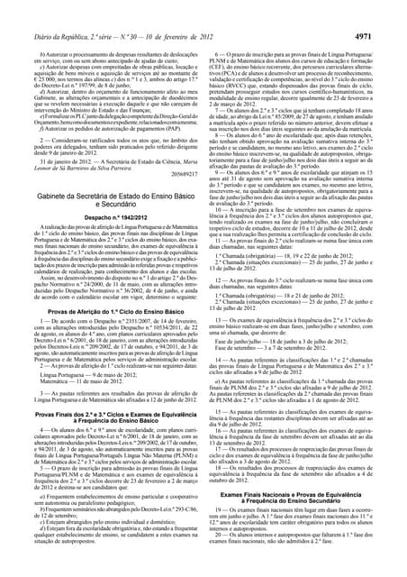 Calendário exames nacionais