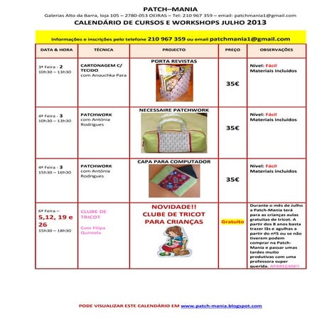 Calendário julho 2013 2