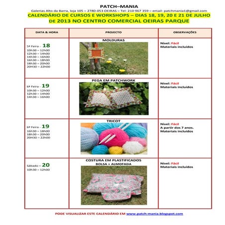 Calendário julho oeiras parque 2013 2