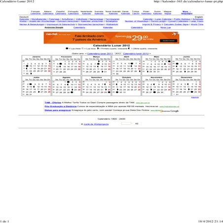 Calendário lunar 2012