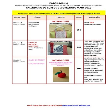 Calendário maio 2013