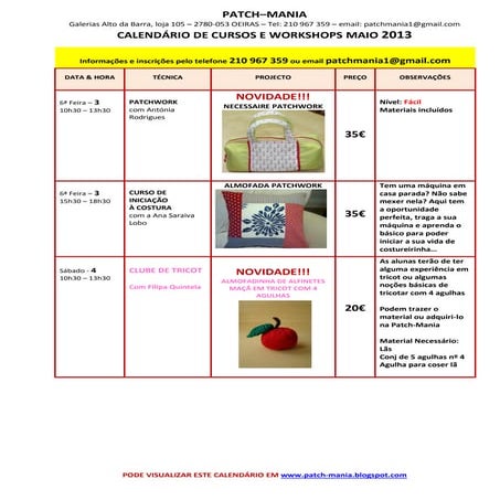 Calendário maio 2013