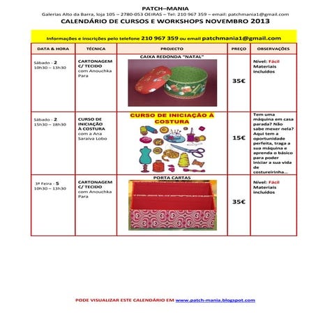 Calendário novembro 2013