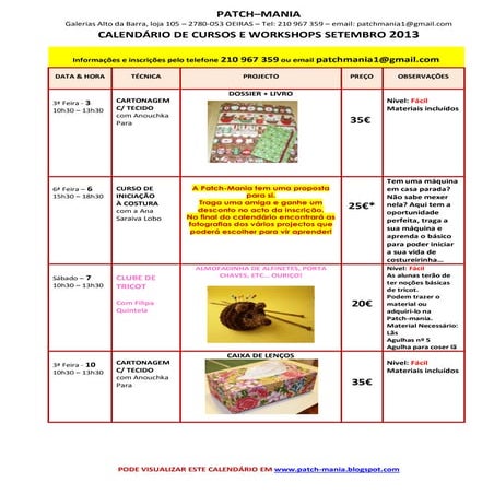 Calendário setembro 2013