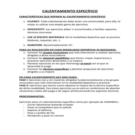 Calentamiento específico