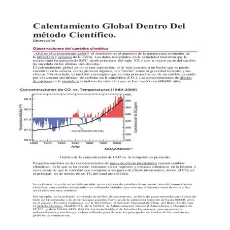 Calentamiento global dentro del método científico