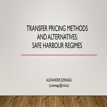 Transfer Pricing Methods and Alternatives - Safe Harbour Regimes | PDF