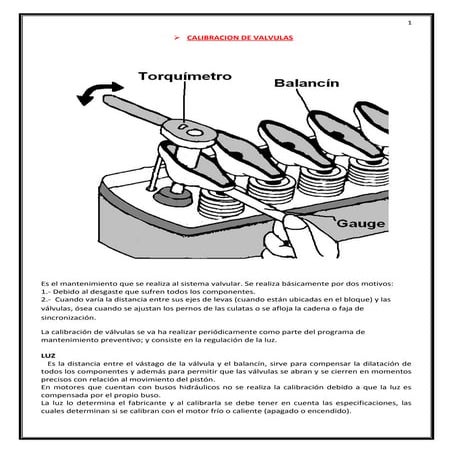 Calibración de valvulas