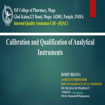 Calibration and Qualification of Analytical Instruments