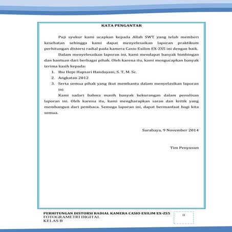 Calibration camera laboratory method report