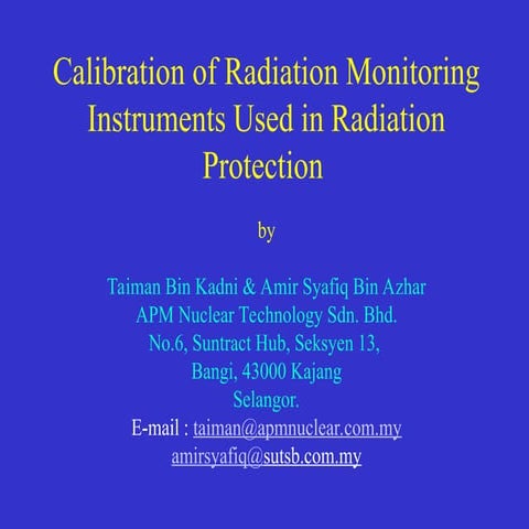 Calibration of radiation instruments_Seminar 2018.ppt