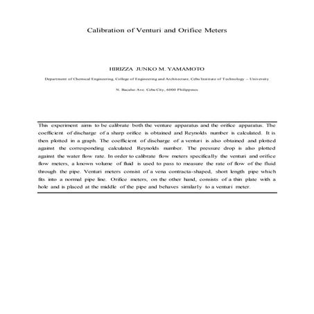 Calibration of venturi and orifice meters