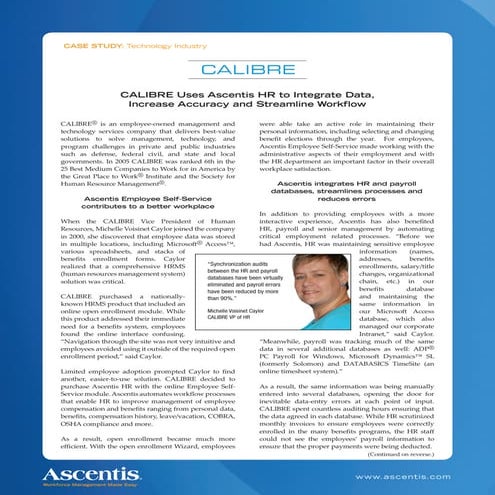 Ascentis Case Study - Calibre
