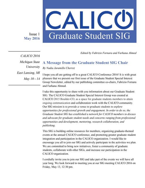 CALICO Graduate Student SIG newsletter