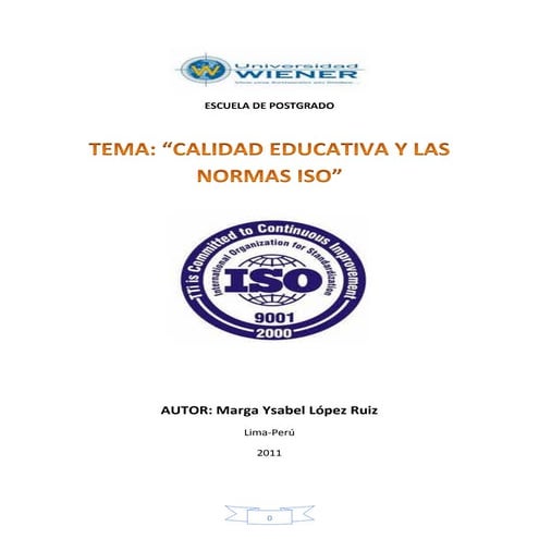 CALIDAD EDUCATIVA Y NORMAS ISO