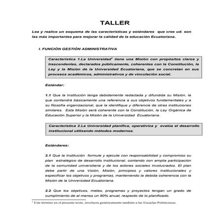 Calidad de la educacion  superior Ecuatoriana