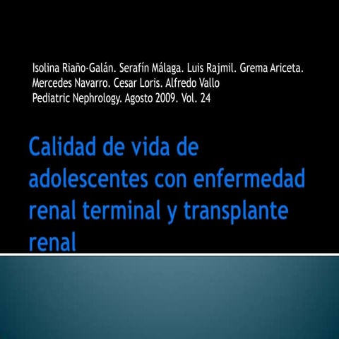 Calidad de vida de adolescentes con enfermedad renal