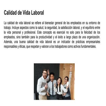 Calidad de vida laboral - Ética y Responsabilidad Social Empresarial